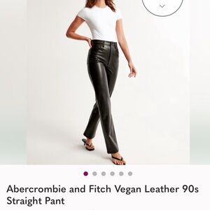 Abercrombie & Fitch Black Vegan Leather 90’s Straight Leg, Ultra High Rise 27/4s